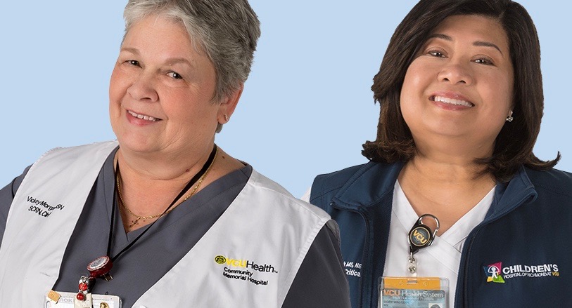 Two women smiling