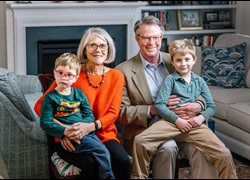 Pauley Heart Center patient and Advisory Board member Ken Powell with his wife and grandchildren.