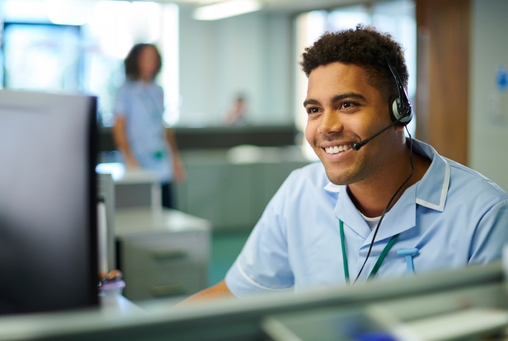 Call Center operator smiling