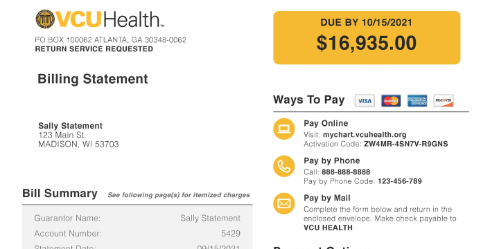 MyChart Bill Sample